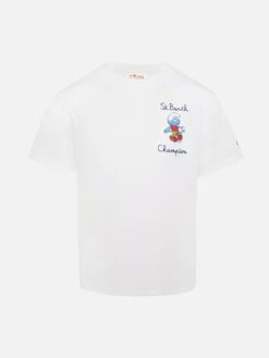 MC2 Saint Barth Cotton T-shirt With Smurf Embroidery | THE SMURF SPECIAL EDITION