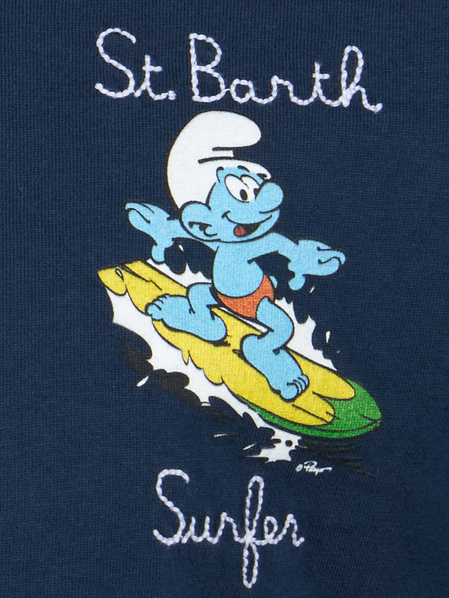 MC2 Saint Barth Boy Cotton T-shirt With Smurf Print And St. Barth Surfer Embroidery | THE SMURF SPECIAL EDITION 4 MC2 Saint Barth Boy Cotton T-shirt With Smurf Print And St. Barth Surfer Embroidery | THE SMURF SPECIAL EDITION - Image 2