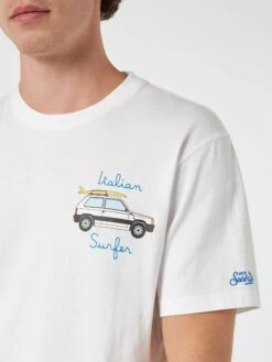 MC2 Saint Barth Man Cotton T-shirt With Panda Print And Italian Surfer Embroidery | PANDA SPECIAL EDITION