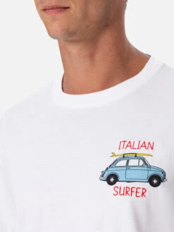 MC2 Saint Barth Man Cotton T-shirt With Fiat 500 Placed Print And Embroidery | FIAT 500 SPECIAL EDITION