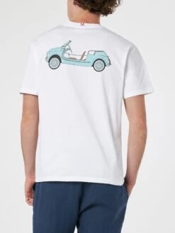 MC2 Saint Barth Man Cotton T-shirt With Spiaggina Front And Back Placed Print | FIAT 500 SPECIAL EDITION
