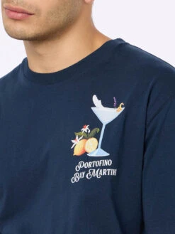 MC2 Saint Barth Man Cotton T-shirt With Portofino Bay Martini Placed Print | PORTOFINO DRY GIN SPECIAL EDITION