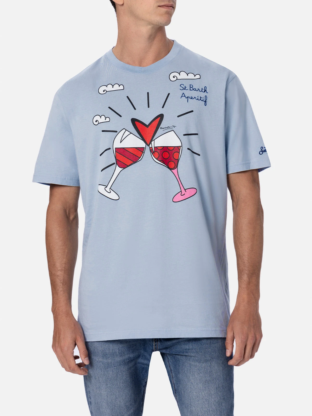 MC2 Saint Barth Man Cotton T-shirt With Britto Glasses Print And Embroidery | ©BRITTO SPECIAL EDITION 3 MC2 Saint Barth Man Cotton T-shirt With Britto Glasses Print And Embroidery | ©BRITTO SPECIAL EDITION