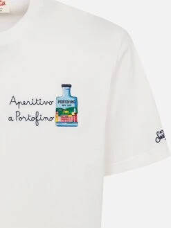 MC2 Saint Barth Cotton T-shirt With Aperitivo A Portofino Embroidery | PORTOFINO DRY GIN SPECIAL EDITION -MC2 Saint Barth Shop UID TSHM00105645H MAN T SHIRT WHITE PORTOFINODRYGIN 20250315090000 05