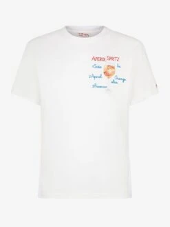 MC2 Saint Barth Man Cotton T-shirt With Aperol Spritz Front Embroidery | APEROL SPECIAL EDITION -MC2 Saint Barth Shop aperol cotton t shirt man embroidery 1