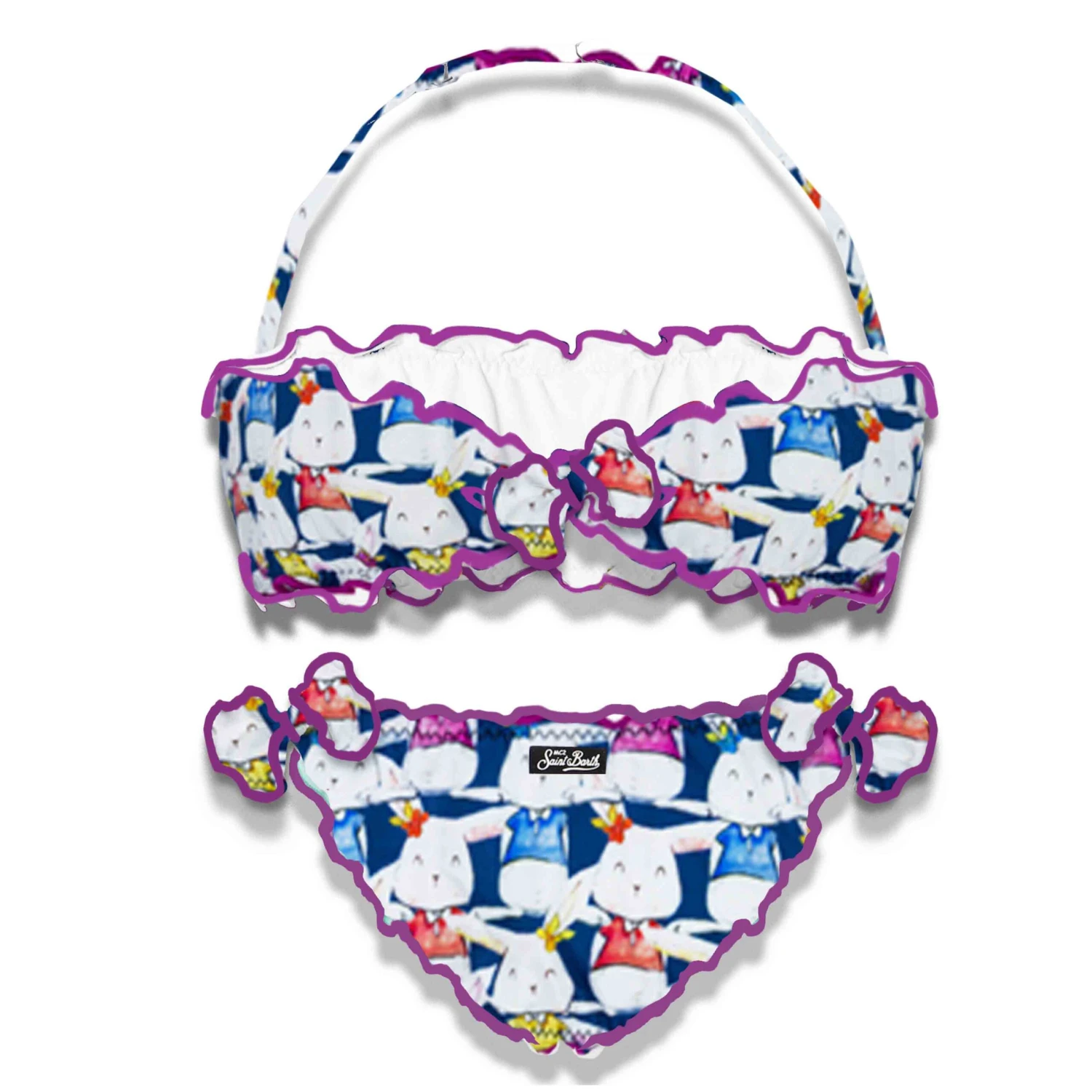 Little Girls Rabbit Print Two Piece Swimsuit 4 Little Girls Rabbit Print Two Piece Swimsuit - Image 2