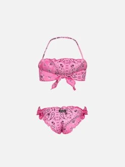 MC2 Saint Barth Girl Bandeau Bikini With Pink Bandanna Print 5 MC2 Saint Barth Girl Bandeau Bikini With Pink Bandanna Print -MC2 Saint Barth Shop bandanna bandeau bikini girl 2 1