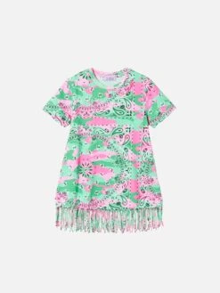 MC2 Saint Barth Girl Mimetic Cotton Dress With Fringes