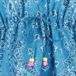 MC2 Saint Barth Girl Poncho With Light Blue Bandanna Print -MC2 Saint Barth Shop bandanna poncho girl 3
