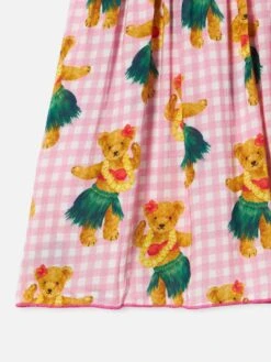 Cotton Dress Lola With Hawaian Bear Print -MC2 Saint Barth Shop bear dress girl cotton 3copia