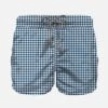 Boy Swim Shorts With Blue Vichy Pattern -MC2 Saint Barth Shop boy swim shorts blue vichy pattern 1