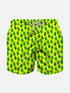 Prickley Plant Print Light Fabric Boy Swim Shorts