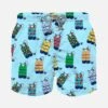 Light Blue Scuba Print Boy Swim Shorts