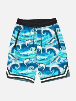 Shark Print Boy Swim Shorts Surf Style