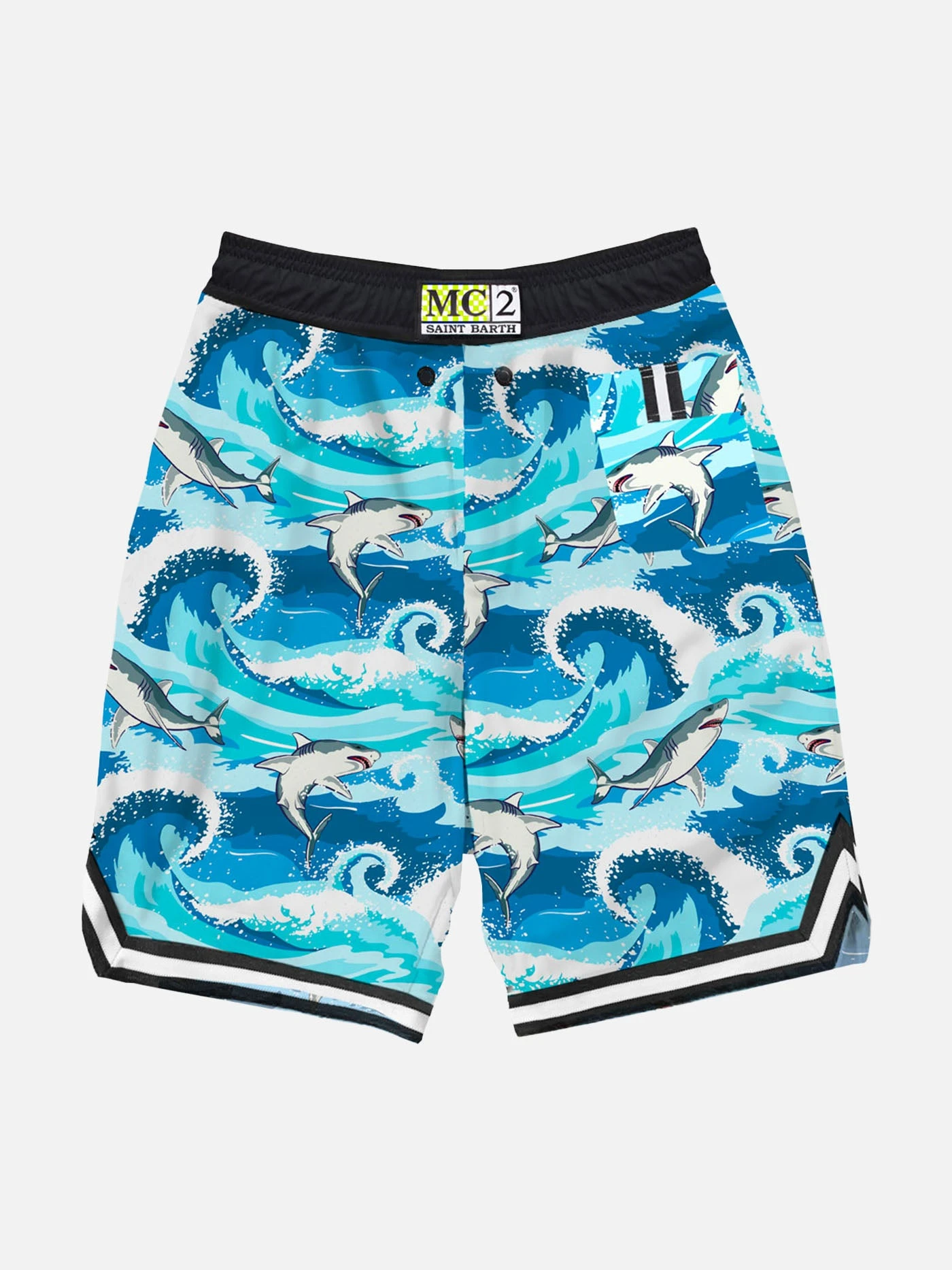 Shark Print Boy Swim Shorts Surf Style 4 Shark Print Boy Swim Shorts Surf Style - Image 2