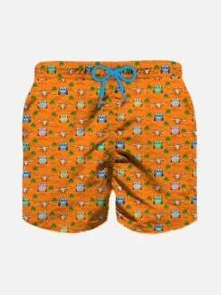 MC2 Saint Barth Boy Swim Shorts With Cars And Palms Print