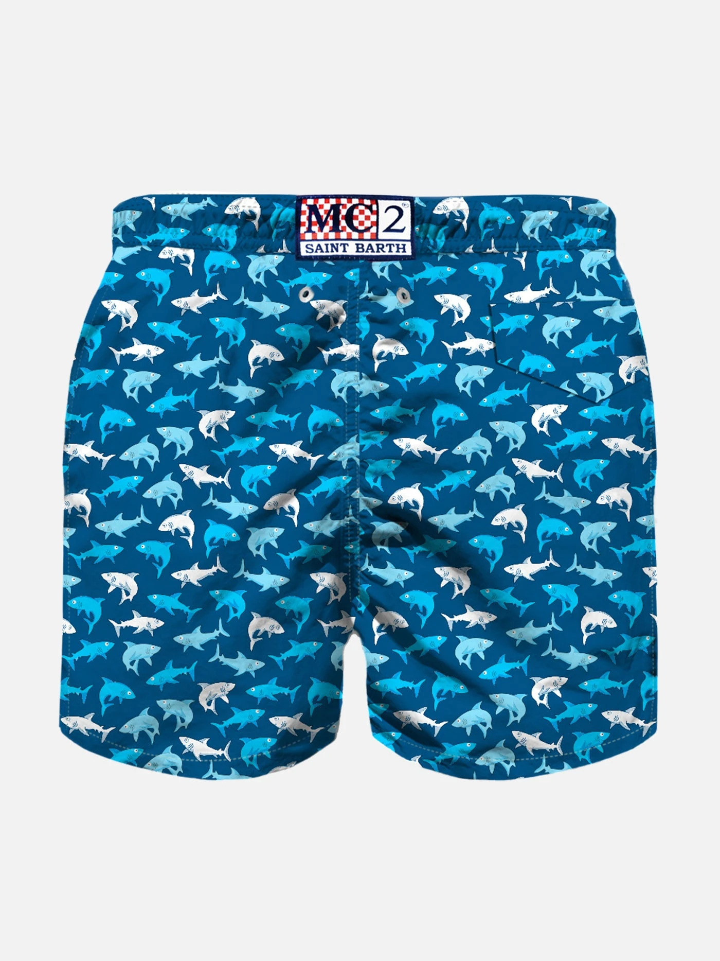MC2 Saint Barth Boy Light Fabric Swim Shorts With Multicolor Sharks Print 4 MC2 Saint Barth Boy Light Fabric Swim Shorts With Multicolor Sharks Print - Image 2