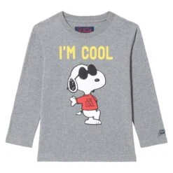 Boy T-shirt Snoopy Print I'm Cool |Peanuts© Special Edition 9 Boy T-shirt Snoopy Print I'm Cool |Peanuts© Special Edition -MC2 Saint Barth Shop boy tshirt peanuts grey 1