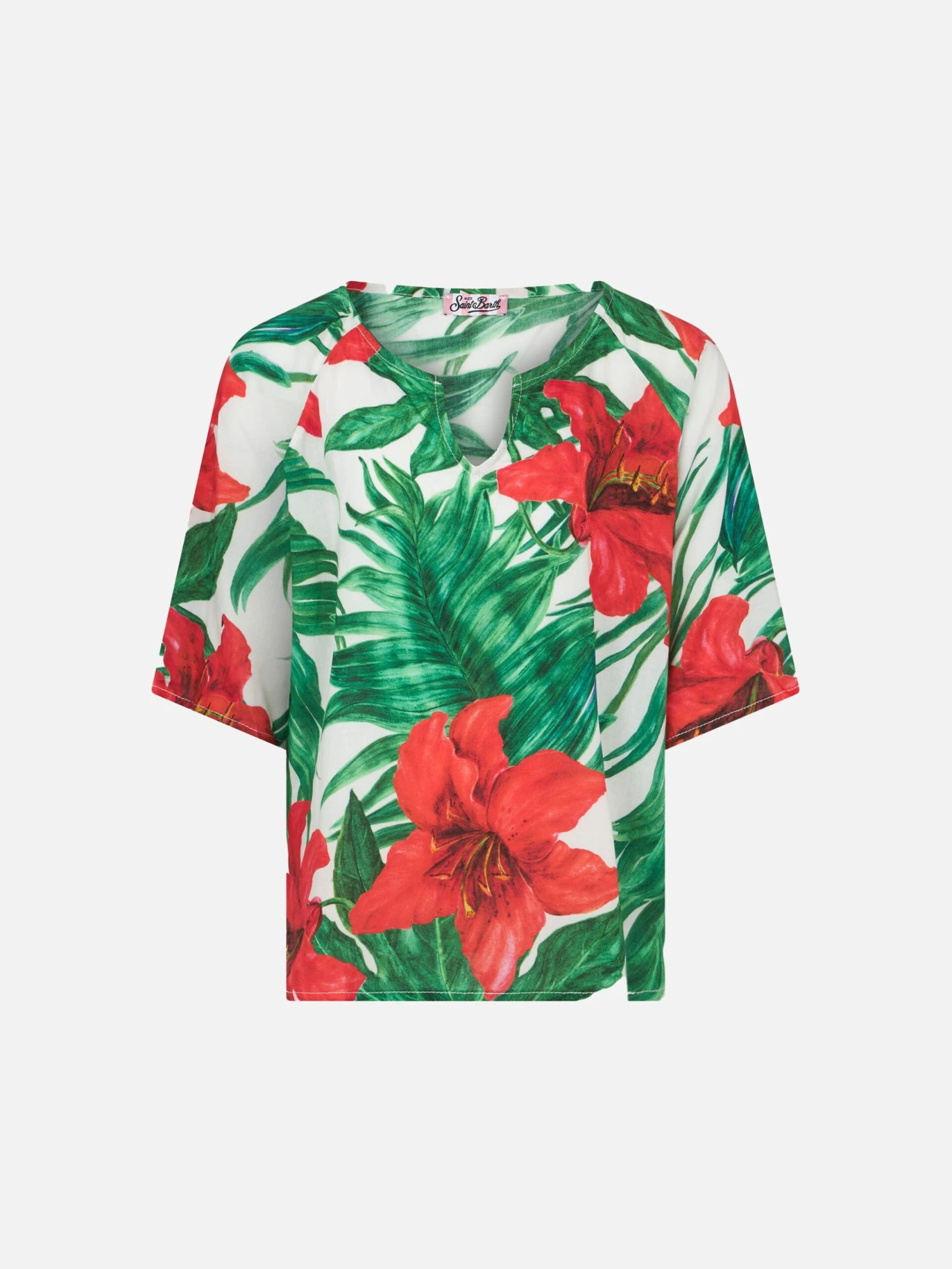 Girl Caftan With Ibiscus Print 3 Girl Caftan With Ibiscus Print