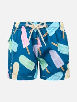 MC2 Saint Barth Boy Lightweight Fabric Swim-shorts Jean Lighting With Popsicles Print