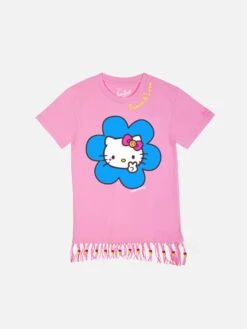 MC2 Saint Barth Girl Abbey Dress With Fringes And Turtle Print | HELLO KITTY SPECIAL EDITION