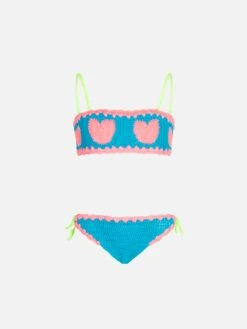 MC2 Saint Barth Girl Crochet Bandeau Bikini With Hearts