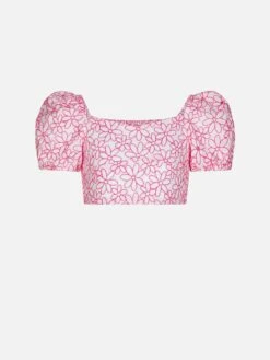 MC2 Saint Barth Girl Crop Top With Daisy Embroidery