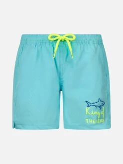 MC2 Saint Barth Boy Comfort Swim Shorts With King Of The Beach Embroidery