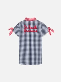 Girl Gingham Dress With St. Barth Princess Embroidery