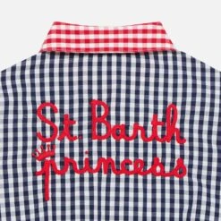 Girl Gingham Dress With St. Barth Princess Embroidery -MC2 Saint Barth Shop dress girl embroidery gingham 3
