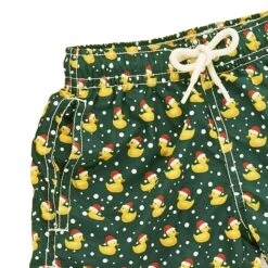 Boy Light Fabric Swim Shorts With Christmas Ducky Print -MC2 Saint Barth Shop duc51
