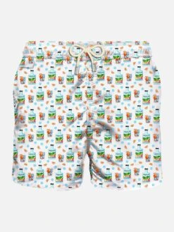 MC2 Saint Barth Man Light Fabric Swim Shorts With Portofino Dry Gin Print | Portofino Dry Gin Special Edition