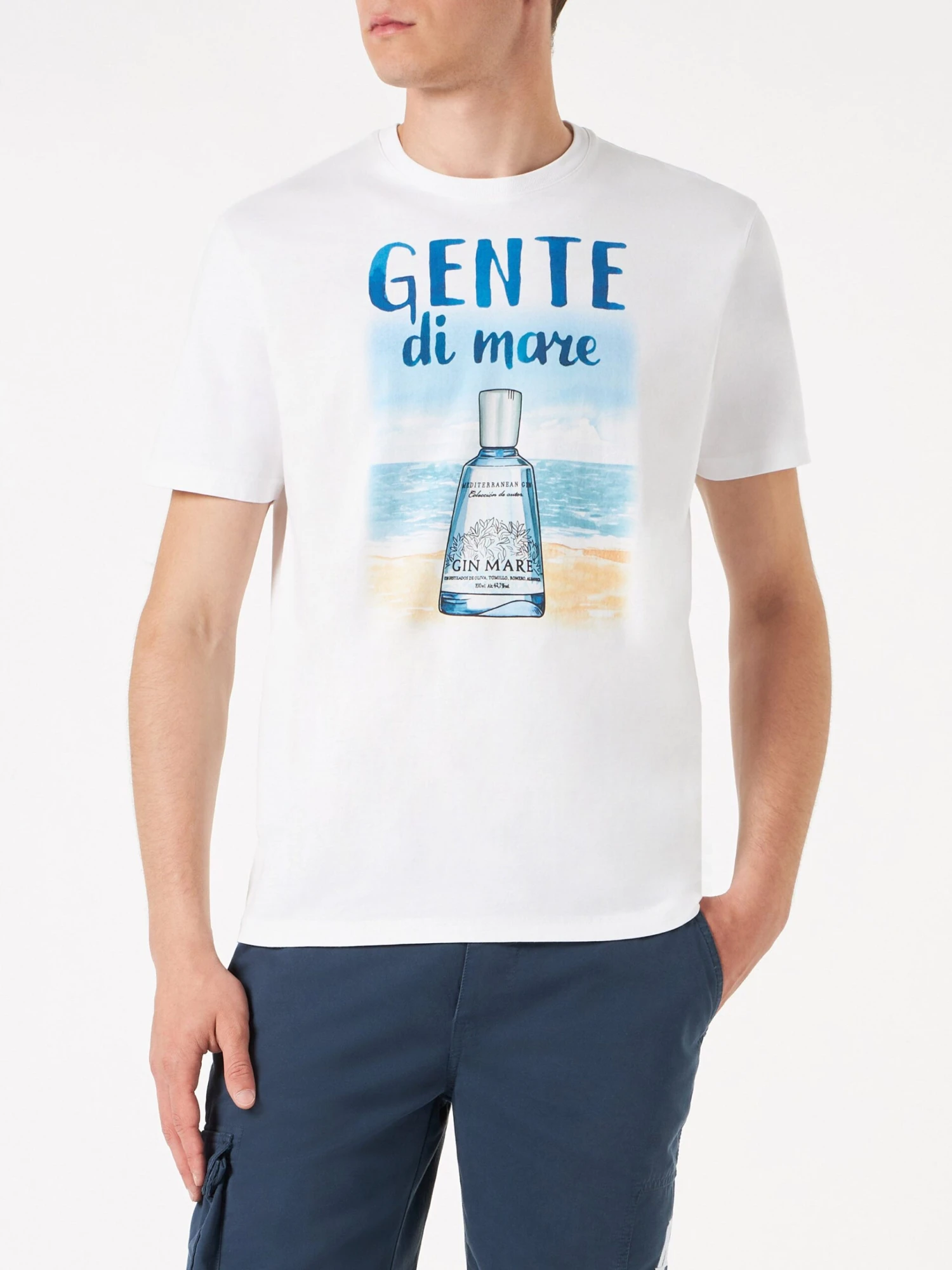 MC2 Saint Barth Man Cotton T-shirt With Gente Di Mare Print | GIN MARE SPECIAL EDITION 3 MC2 Saint Barth Man Cotton T-shirt With Gente Di Mare Print | GIN MARE SPECIAL EDITION