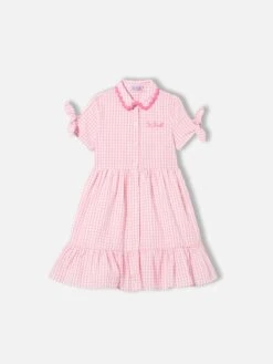 MC2 Saint Barth Girl Dress With White And Pink Gingham Print