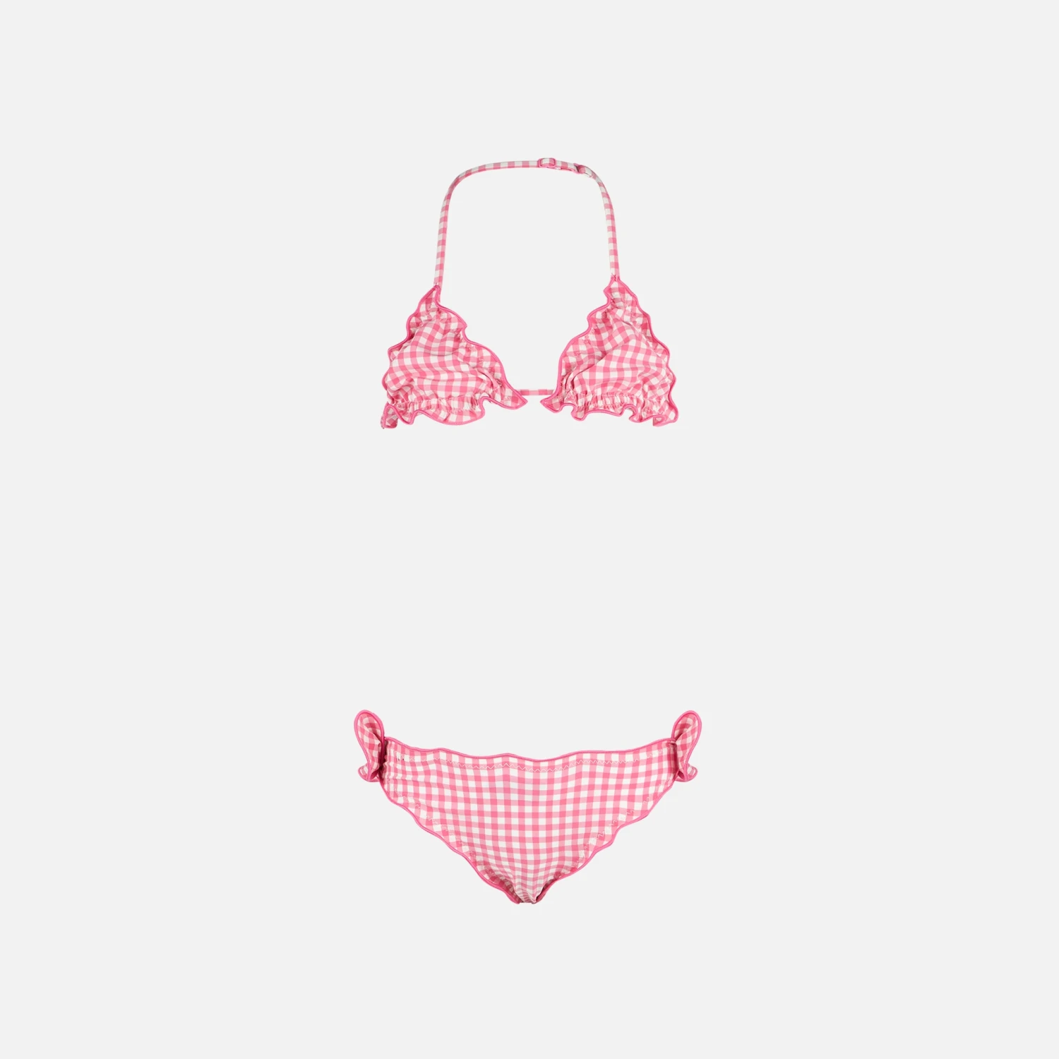 MC2 Saint Barth Girl Triangle Bikini With Pink Gingham Print 3 MC2 Saint Barth Girl Triangle Bikini With Pink Gingham Print