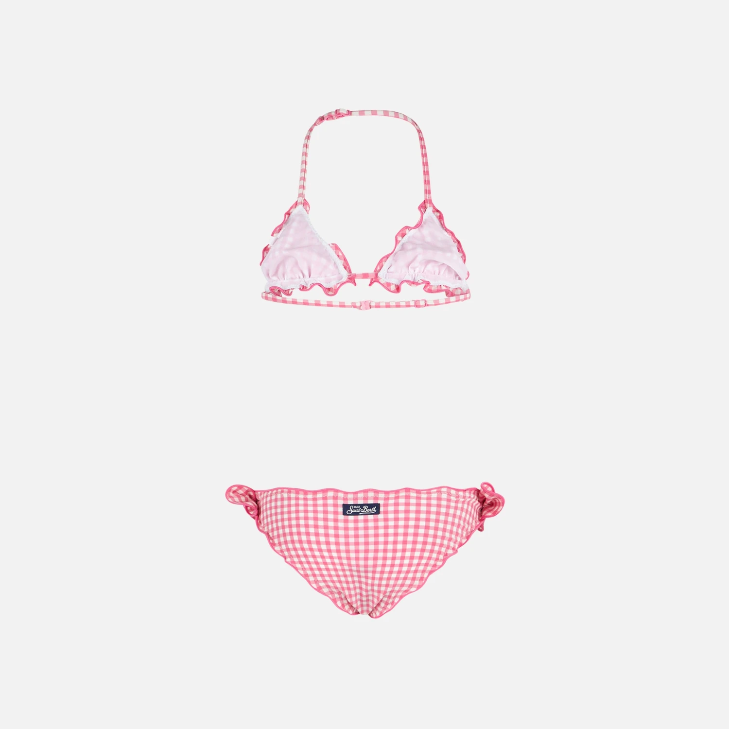MC2 Saint Barth Girl Triangle Bikini With Pink Gingham Print 4 MC2 Saint Barth Girl Triangle Bikini With Pink Gingham Print - Image 2
