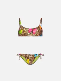 Girl Bikini Animalier Print With Butterflies