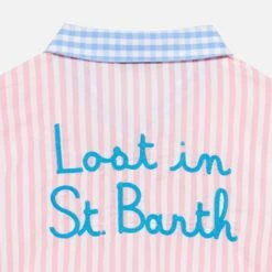 Girl Striped Shirt Dress With Embroidery -MC2 Saint Barth Shop girl dress shirt embroidery 2