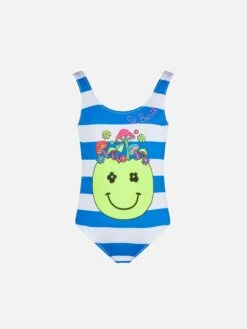 MC2 Saint Barth Girl One Piece Swimsuit With '70 Smile Print