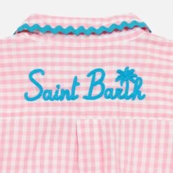 MC2 Saint Barth Girl Shirt With Gingham Print -MC2 Saint Barth Shop girl shirt embroidery gingham 3