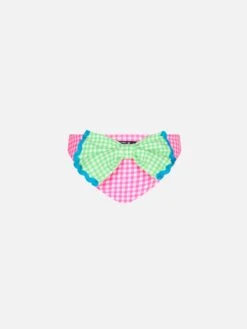 MC2 Saint Barth Girl Swim Briefs With White And Pink Vichy Print