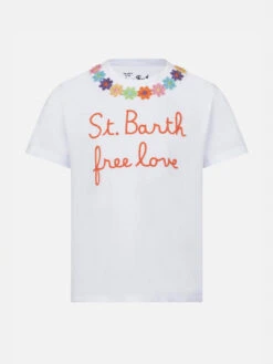 MC2 Saint Barth Girl T-shirt With Daisy Embroidery And Patch