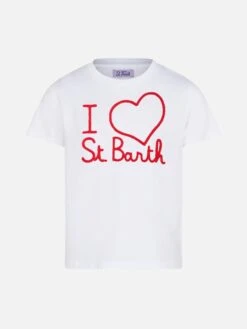 Girl T-shirt With I Love St. Barth Embroidery