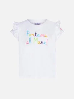 MC2 Saint Barth Girl Ruffled T-shirt With Flounce And Portami Al Mare Embroidery