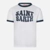 MC2 Saint Barth Kid White Cotton T-shirt With Blue Groovy Saint Barth Print