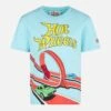 MC2 Saint Barth Boy Water Green Cotton T-shirt With Hot Wheels Print | HOT WHEELS SPECIAL EDITION