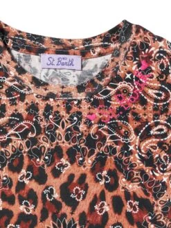 MC2 Saint Barth Girl Leopard Cotton Dress With Fringes -MC2 Saint Barth Shop leopard bandanna dress girl 3copia