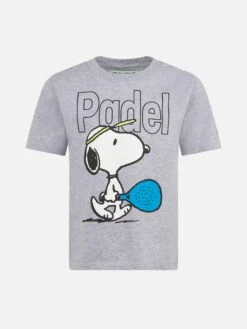 MC2 Saint Barth Boy Heavy Cotton T-shirt With Snoopy Padel Lover Print | SNOOPY PEANUTS™ SPECIAL EDITION
