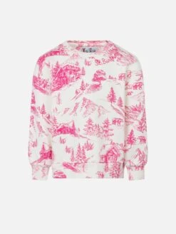 MC2 Saint Barth Girl Crewneck Sweatshirt With Toile De Jouy Print