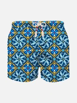 MC2 Saint Barth Boy Swim Shorts With Majolica Print